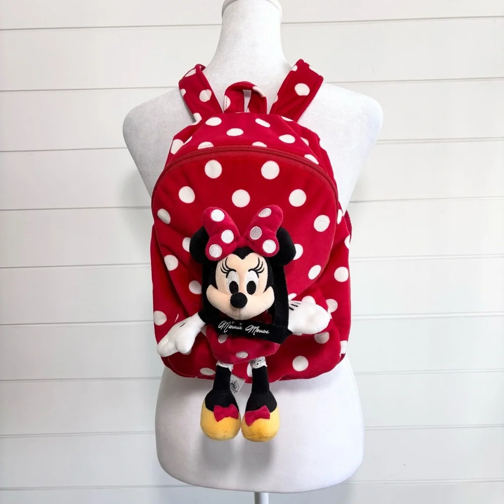 Disney Parks Original Minnie Mouse Red Backpack And Doll